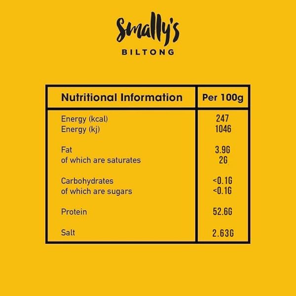 Smally's Biltong Original - High Protein Beef Snack, Ready to Eat, Gluten Free, Low Fat, No Added Sugar, No Artificial Colours or Flavours - 500g Pack