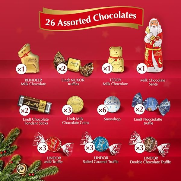 Lindt Festive Selection Advent Calendar 2025 – Large 289g – 24 Lindt Chocolate Favourites