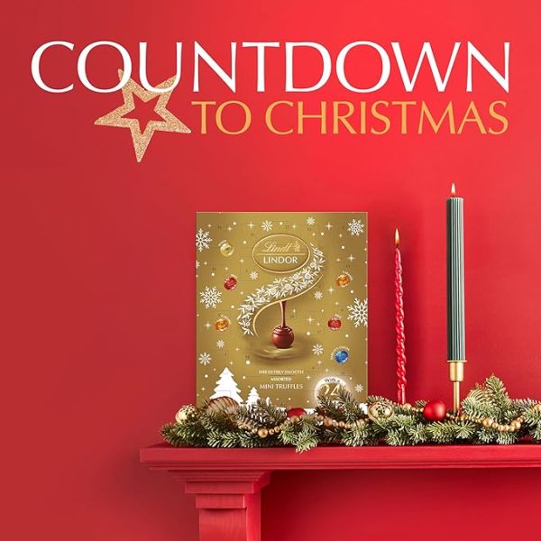 Lindt Lindor Assorted Mini Advent Calendar 2025 – 117g – 24 Mini Chocolate Truffles with a Smooth Melting Filling