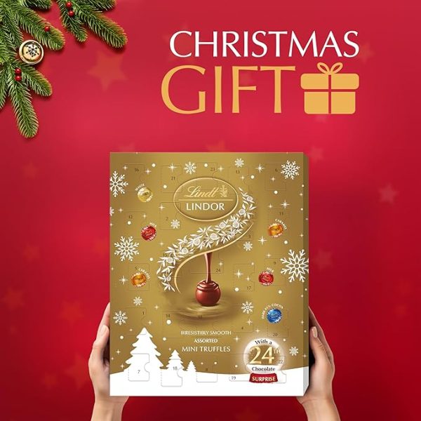 Lindt Lindor Assorted Mini Advent Calendar 2025 – 117g – 24 Mini Chocolate Truffles with a Smooth Melting Filling