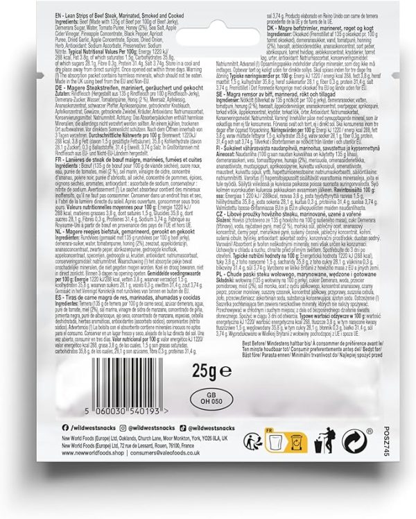 Wild West Honey BBQ Beef Jerky 12 × 25g – High Protein Gluten Free Snack – No Added MSG – Ideal for Gym, Travel, Hiking & Everyday Energy